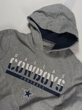 Dallas Cowboys Youth Hoodie Sweatshirt Gray Pullover NFL Football Size M(10-12)